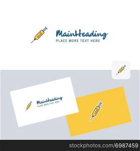 Syringe vector logotype with business card template. Elegant corporate identity. - Vector