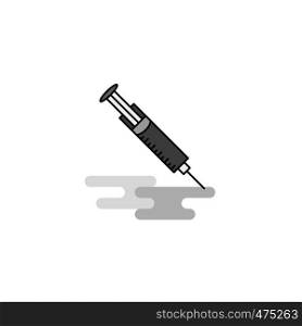 Syringe Web Icon. Flat Line Filled Gray Icon Vector