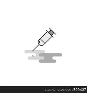 Syringe Web Icon. Flat Line Filled Gray Icon Vector