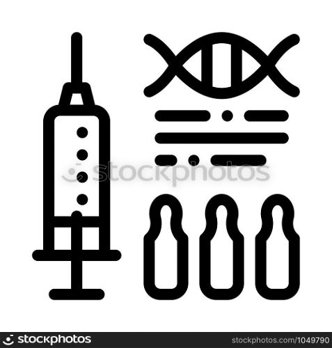 Syringe with Ampoules Biohacking Icon Vector Thin Line. Contour Illustration. Syringe with Ampoules Biohacking Icon Vector Illustration