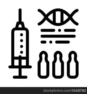 Syringe with Ampoules Biohacking Icon Vector Thin Line. Contour Illustration. Syringe with Ampoules Biohacking Icon Vector Illustration