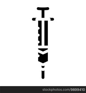 syringe with insulin glyph icon vector. syringe with insulin sign. isolated contour symbol black illustration. syringe with insulin glyph icon vector illustration