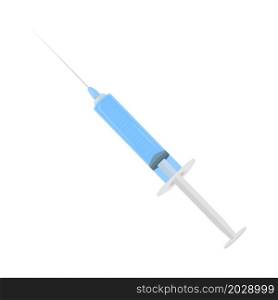 Syringe with medical drug semi flat color vector object. Full realistic item on white. Clinical treatment isolated modern cartoon style illustration for graphic design and animation. Syringe with medical drug semi flat color vector object
