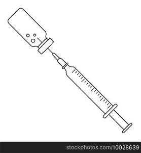 Syringe with needle and vaccination vial, Vaccine injection vector icon. Syringe with needle and vaccination vial, Vaccine injection icon for your design