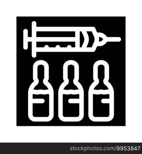 syringe with vaccine glyph icon vector. syringe with vaccine sign. isolated contour symbol black illustration. syringe with vaccine glyph icon vector illustration