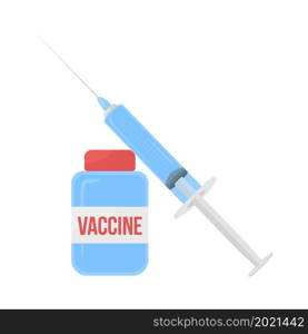 Syringe with vial of drug semi flat color vector object. Full realistic item on white. Clinical treatment isolated modern cartoon style illustration for graphic design and animation. Syringe with vial of drug semi flat color vector object