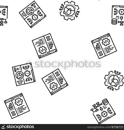 system analyst data vector seamless pattern thin line illustration. system analyst data seamless pattern vector
