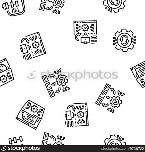 system analyst data vector seamless pattern thin line illustration. system analyst data seamless pattern vector