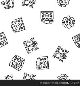 system analyst data vector seamless pattern thin line illustration. system analyst data seamless pattern vector