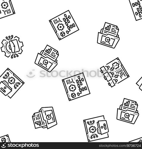 system analyst data vector seamless pattern thin line illustration. system analyst data seamless pattern vector