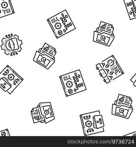 system analyst data vector seamless pattern thin line illustration. system analyst data seamless pattern vector