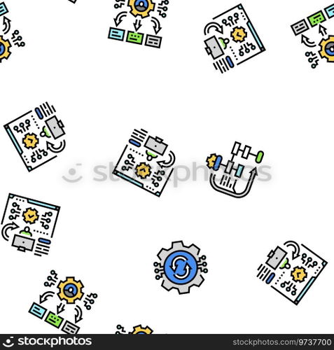 system analyst data vector seamless pattern thin line illustration. system analyst data seamless pattern vector