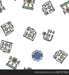 system analyst data vector seamless pattern thin line illustration. system analyst data seamless pattern vector