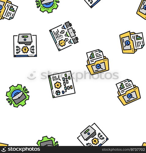 system analyst data vector seamless pattern thin line illustration. system analyst data seamless pattern vector