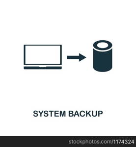 System Backup icon. Monochrome style design from internet security collection. UI. Pixel perfect simple pictogram system backup icon. Web design, apps, software, print usage.. System Backup icon. Monochrome style design from internet security icon collection. UI. Pixel perfect simple pictogram system backup icon. Web design, apps, software, print usage.