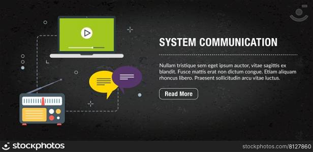 System communication banner internet with icons in vector. Web banner template for website, banner internet for mobile design and social media app.Business and communication layout with icons.