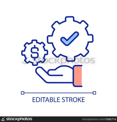 System costs control RGB color icon. Operations management. Company administration for efficient expenditure tracking. Isolated vector illustration. Simple filled line drawing. Editable stroke. System costs control RGB color icon