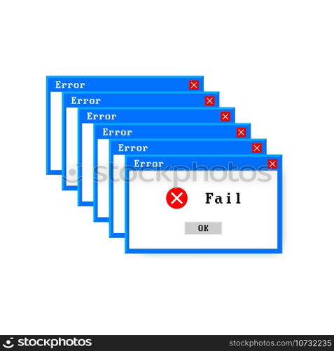 System error vector icon failure pc interface. Error message computer window alert popup.. System error vector icon failure pc interface. Error message computer window alert popup