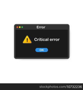 System error vector icon failure pc interface. Error message computer window alert popup.. System error vector icon failure pc interface. Error message computer window alert popup
