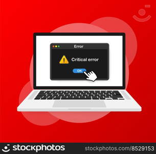 System error vector icon failure pc interface. Error message computer window alert popup.. System error vector icon failure pc interface. Error message computer window alert popup