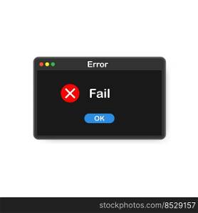 System error vector icon failure pc interface. Error message computer window alert popup.. System error vector icon failure pc interface. Error message computer window alert popup