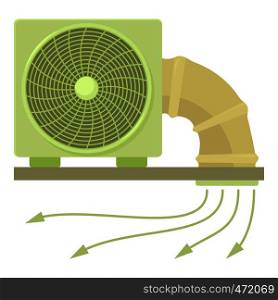 System fan and pipe icon. Cartoon illustration of system fan and pipe vector icon for web design. System fan and pipe icon, cartoon style