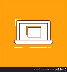 system, monitoring, checklist, Good, OK Flat Line Filled Icon. Beautiful Logo button over yellow background for UI and UX, website or mobile application. Vector EPS10 Abstract Template background