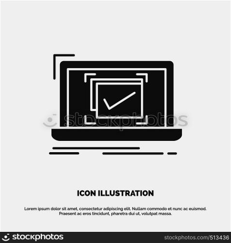 system, monitoring, checklist, Good, OK Icon. glyph vector gray symbol for UI and UX, website or mobile application. Vector EPS10 Abstract Template background