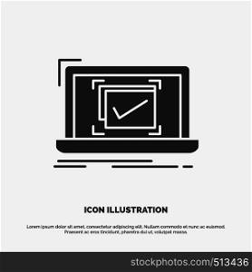 system, monitoring, checklist, Good, OK Icon. glyph vector gray symbol for UI and UX, website or mobile application. Vector EPS10 Abstract Template background