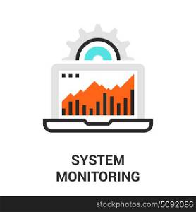 system monitoring icon. Modern flat line vector illustration icon design concept. Icon for mobile and web graphics. Flat line symbol, logo creative concept. Simple and clean flat line pictogram