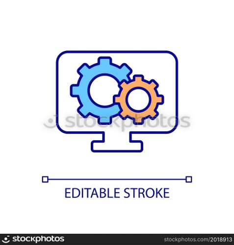 System performance RGB color icon. Computer software and development management. Information technologies monitoring. Isolated vector illustration. Simple filled line drawing. Editable stroke. System performance RGB color icon