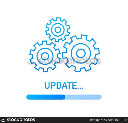 System software update or upgrade. Banner new update, Badge, sign. Vector illustration. System software update or upgrade. Banner new update, Badge, sign. Vector illustration.