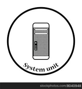 System unit icon. Flat color design. Vector illustration. Thin circle design. Vector illustration.