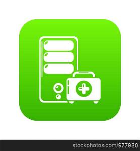 System unit repairicon green vector isolated on white background. System unit repair icon green vector
