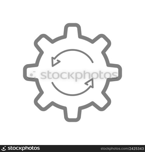 System update icon. Restarting an operation or process. Gear and circular arrow. Linear Vector Illustration.