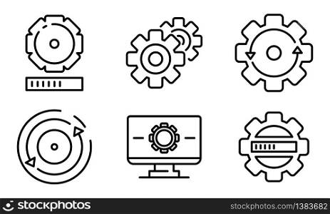 System update icons set. Outline set of system update vector icons for web design isolated on white background. System update icons set, outline style