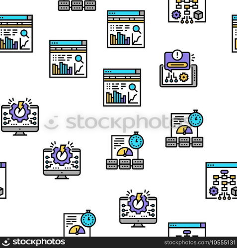 System Work Process Vector Seamless Pattern Thin Line Illustration. System Work Process Vector Seamless Pattern