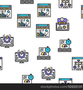 System Work Process Vector Seamless Pattern Thin Line Illustration. System Work Process Vector Seamless Pattern
