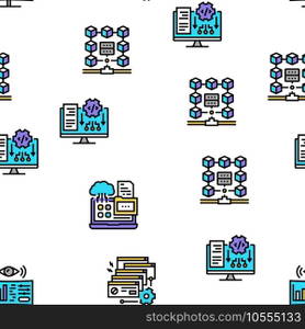 System Work Process Vector Seamless Pattern Thin Line Illustration. System Work Process Vector Seamless Pattern