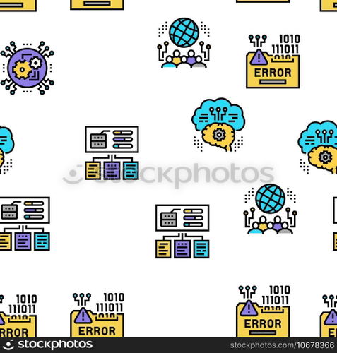 System Work Process Vector Seamless Pattern Thin Line Illustration. System Work Process Vector Seamless Pattern