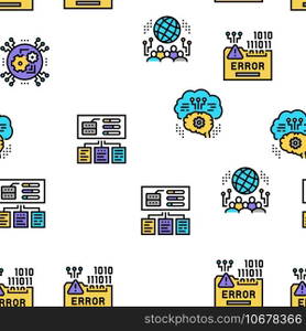System Work Process Vector Seamless Pattern Thin Line Illustration. System Work Process Vector Seamless Pattern