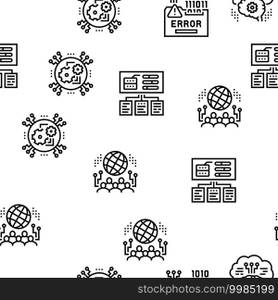 System Work Process Vector Seamless Pattern Thin Line Illustration. System Work Process Vector Seamless Pattern