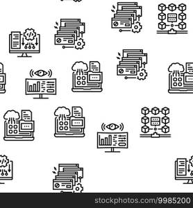 System Work Process Vector Seamless Pattern Thin Line Illustration. System Work Process Vector Seamless Pattern