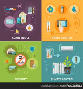 Systems Of Control In Smart House. Systems of control in smart house safety of property and change in home climate isolated vector illustration