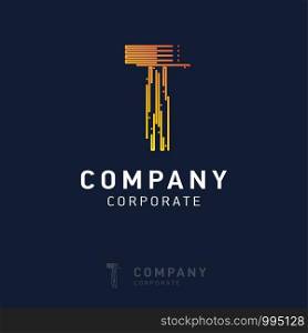 T company logo design with visiting card vector