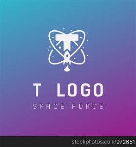 t initial space force logo design galaxy rocket vector in gradient background - vector. t initial space force logo design galaxy rocket vector in gradient background