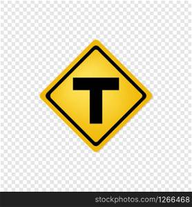 T intersection ahead road sign icon. Vector eps10