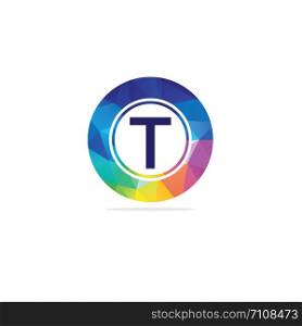 T Letter colorful logo in the hexagonal. Polygonal letter T
