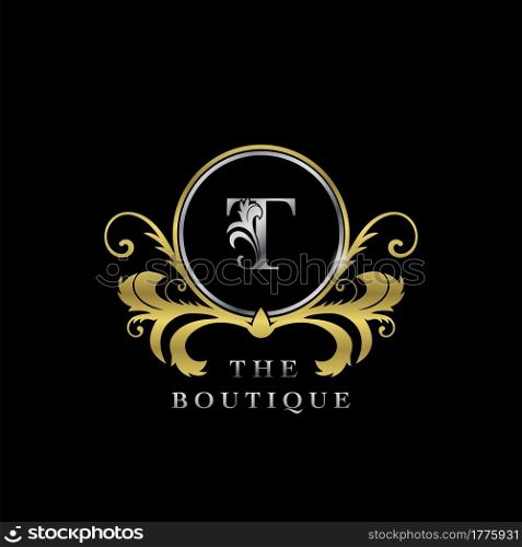 T Letter Golden Circle Luxury Boutique Initial Logo Icon, Elegance vector design concept for luxuries business, boutique, fashion and more identity.