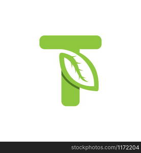 T Letter logo leaf concept template design